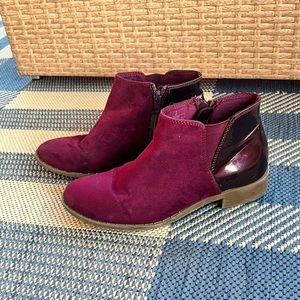 Burgundy Faux Suede Booties